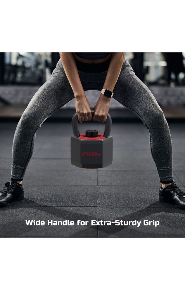 FitRx 25 lbs SmartStack Wide handle Adjustable Kettlebell, 40 lbs, Black