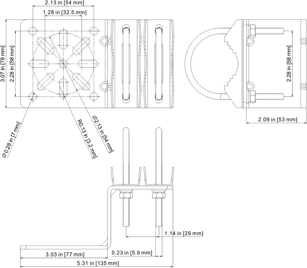 Pole Mount Bracket anti Vibration Antenna Mount Universal Wall Mounting Bracket