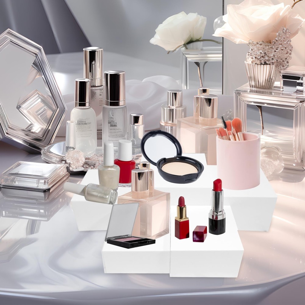 8 Pack Acrylic Risers for Display - Decorative Display Risers - White Acrylic...