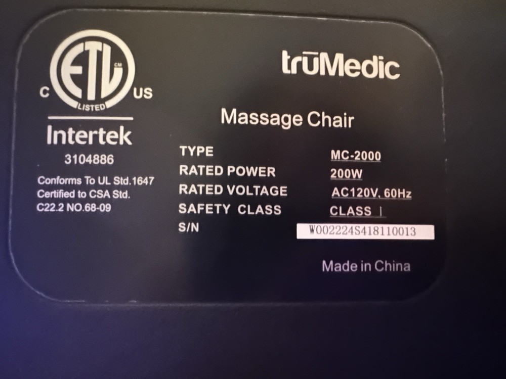 TruMedic MC-2000 Massage Chair