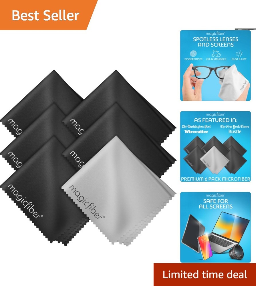 Versatile Microfiber Cleaning Cloth 6-Pack - Ideal for Glasses, Tech & More
