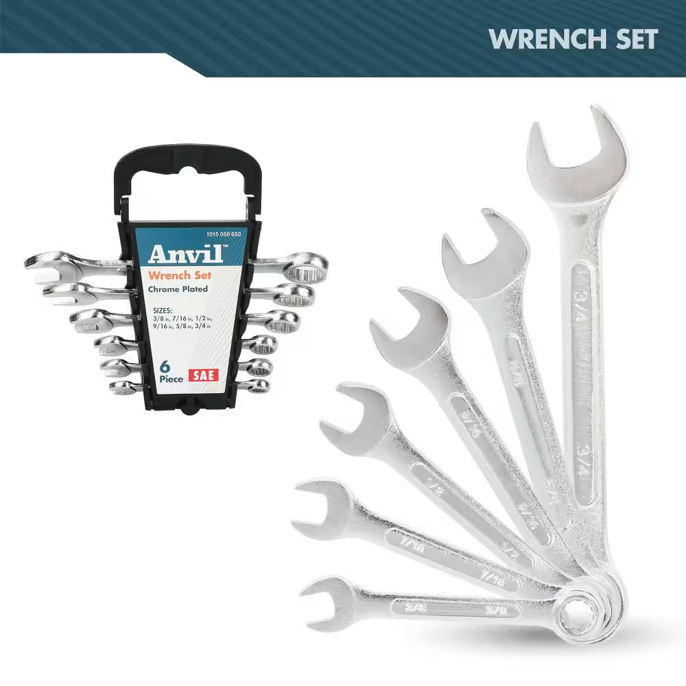 6-Piece SAE Combination Wrench Set with Case