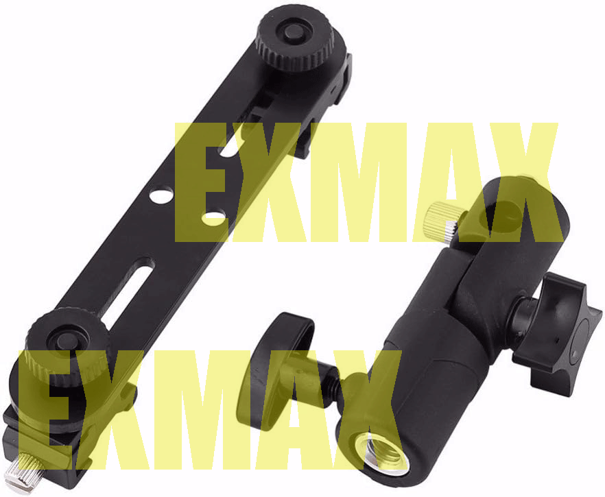 EXMAX E2 Adjustable Double Flash Bracket for Studio Video DSLR Camera,180°,Solid