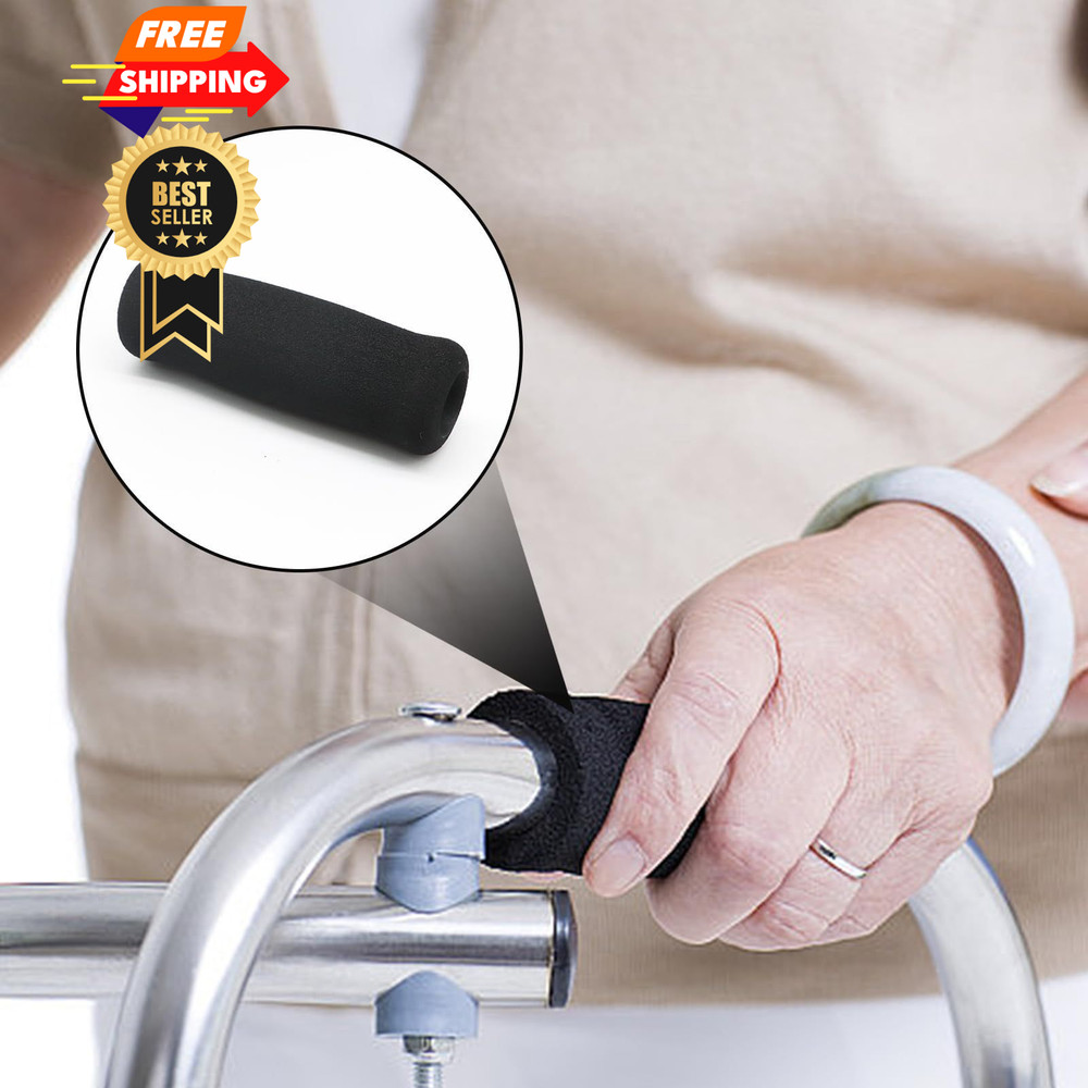 Bcautay 4Pcs Cane Replacement Hand Grip Walking 0.98, Black