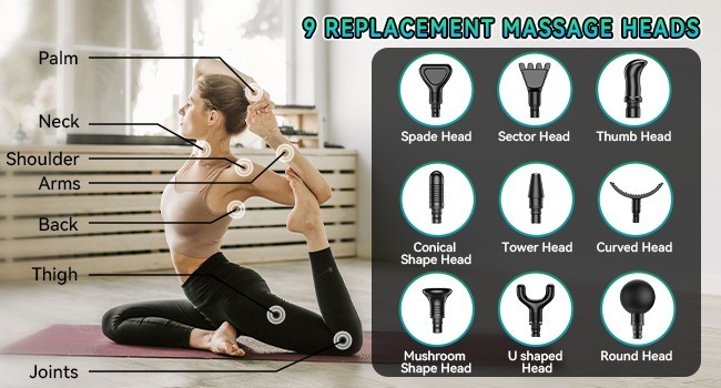Massage Gun Deep Tissue Massager, 30 Speed Percussion Muscle Massager 9 Heads