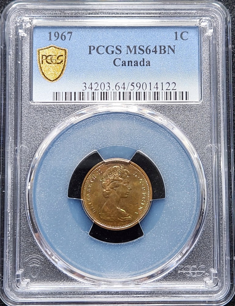 Toned 1967 Canada Cent | PCGS MS64BN