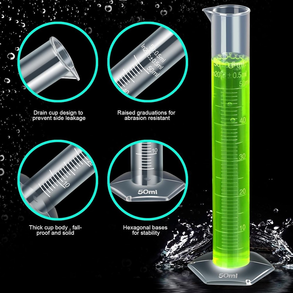 Graduated Cylinder Plastic Beaker, 5pcs Plastic Graduated Cylinder 10ml 25ml ...