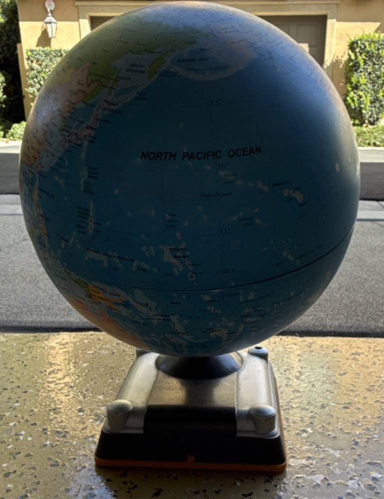 Discovery Tabletop World Globe Rotating Freestanding Plastic Base Blue Map