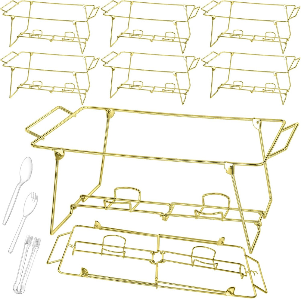 32 Pack Wire Buffet Rack Stand Folding Chafing Stand Chrome Frame Serving Trays