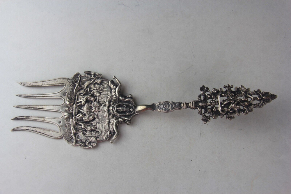 Antique Dutch 833 Silver Serving Fork