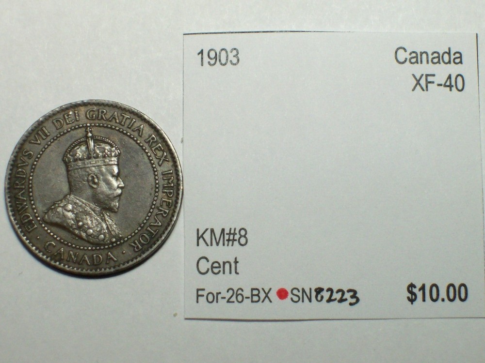 1903 Canada Large Cent KM#8 XF SN8223