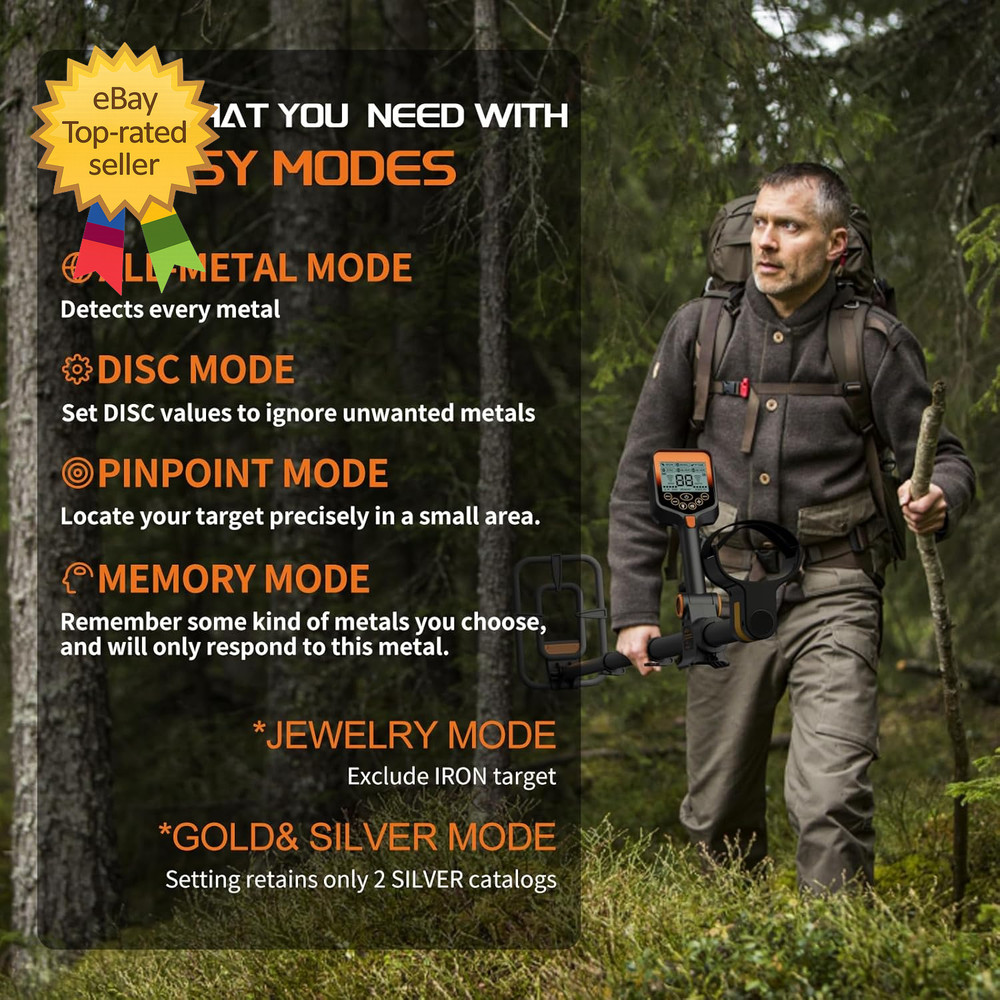 Foldable Rechargeable Metal Detector for Adults Waterproof Adjustable Includes
