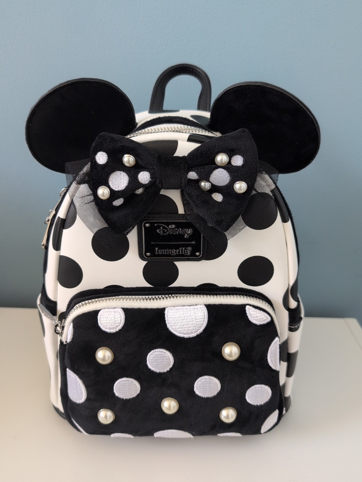 Loungefly Disney Minnie Polka Dot Pearl Mini Backpack
