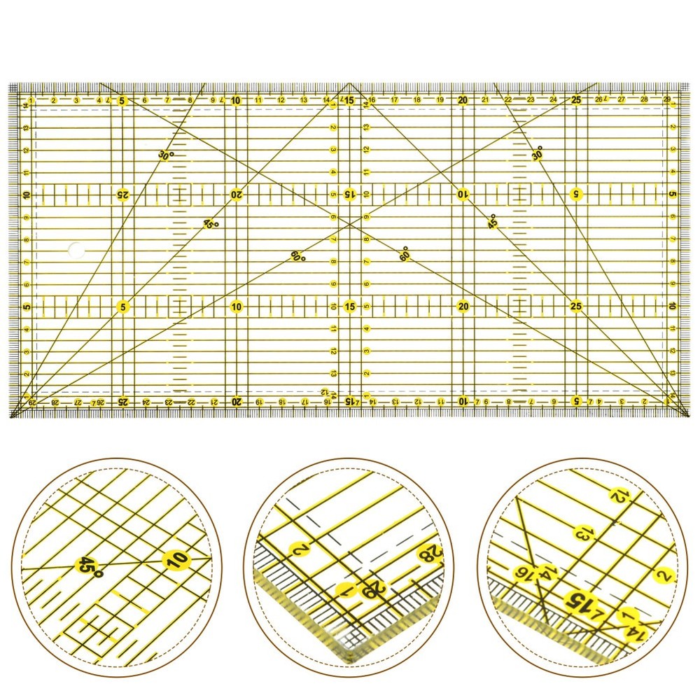 Patchwork Ruler for Quilting Projects with Non Slip Double Color Grid Lines