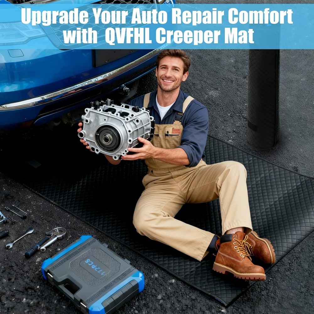 Compact 58" Rolling Mechanics Pad for Comfortable Car Repairs on Any Surface