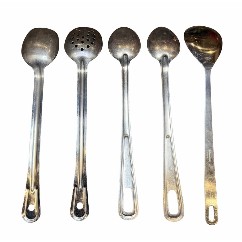Set Of 5 Assorted 15 Inch Long Handle Serving Spoons Mixed Bundle