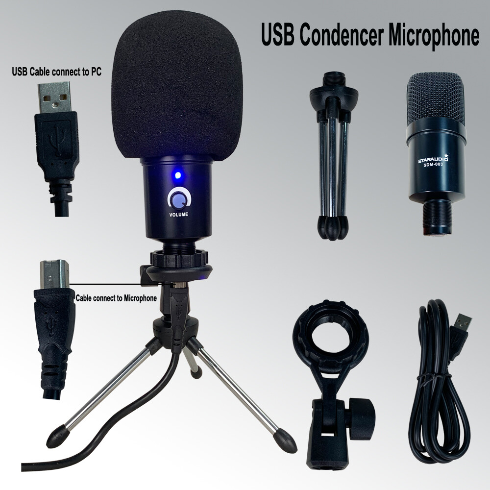 USB Microphone Condenser Kit Complete Set for Chatting Recording iPhone Live Mic