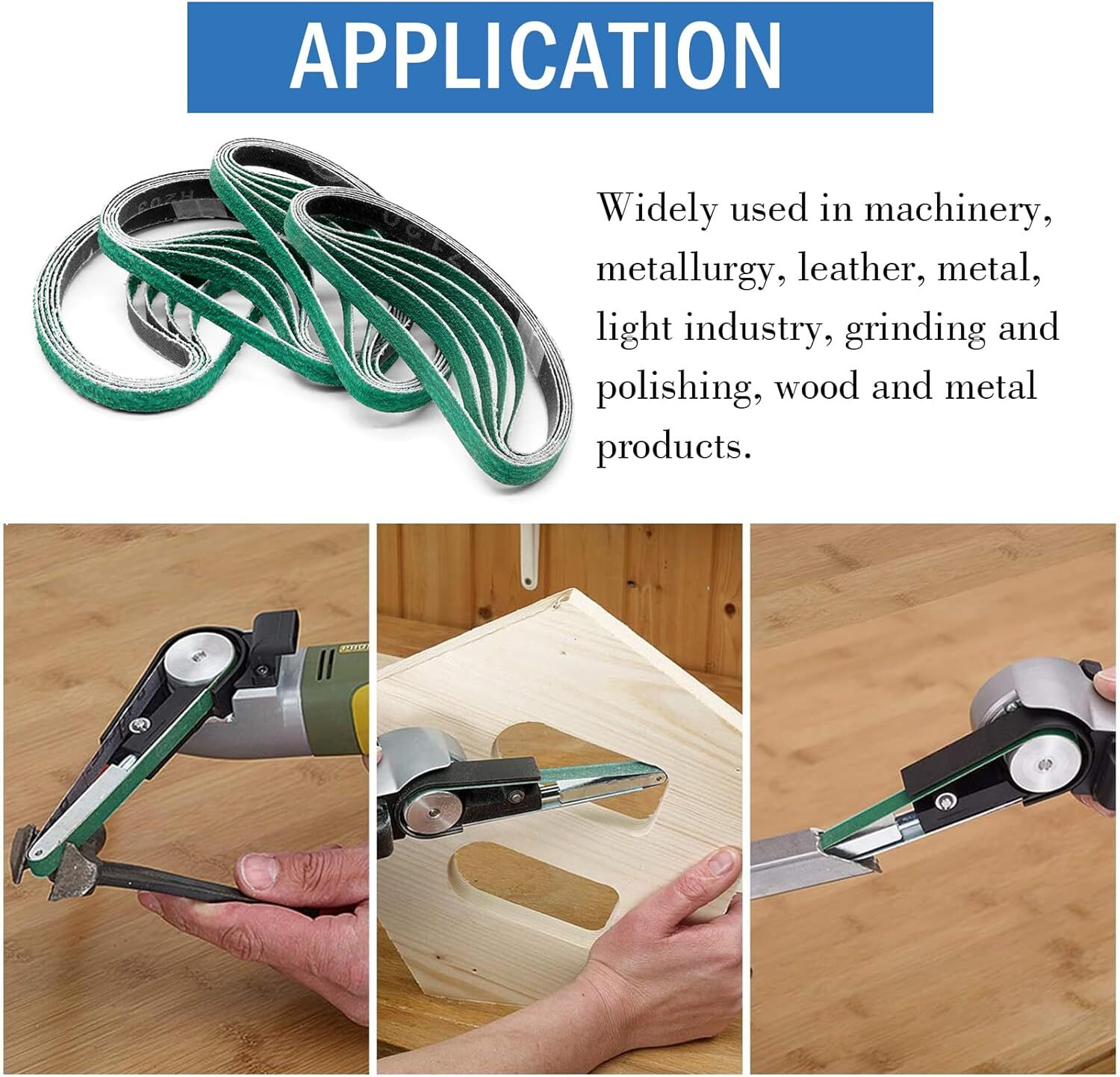 25PCS 3/8" x 13" Zirconia Sanding Belt for Air Belt Sander 40-120 Grit for Metal