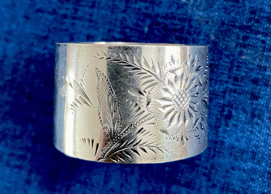 Superb Antique Sterling Silver Engraved Napkin Ring Victorian
