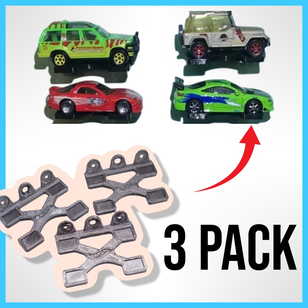 Wall Holder Display Bracket for Single Hot Wheels 1:64 Car *3-Pack*