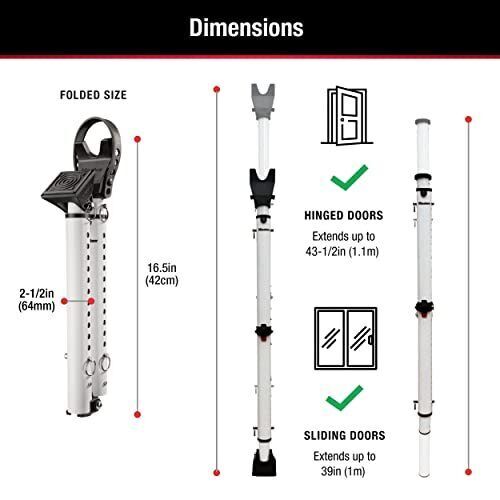 Master Lock Compact Door Stopper Folding Security Bar, Adjustable for Hinged