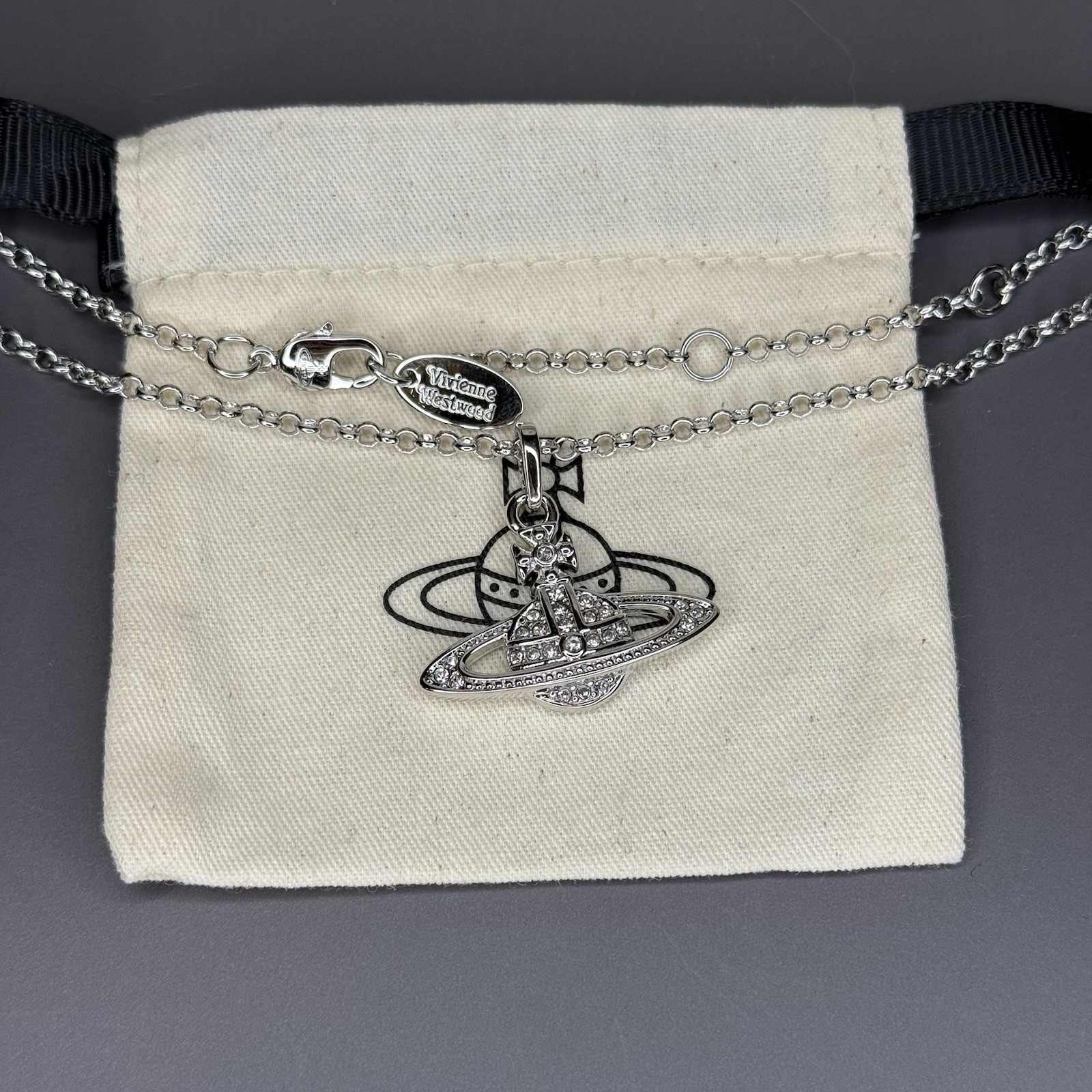 Vivienne Westwood Silver Mini Bas Relief Necklace WITH BOX