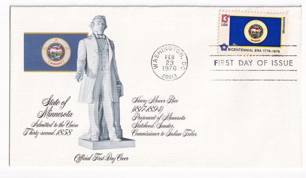 STAMP US SCOTT 1664 "Minnesota State Flag" 13 CENT 1976 FDC - C