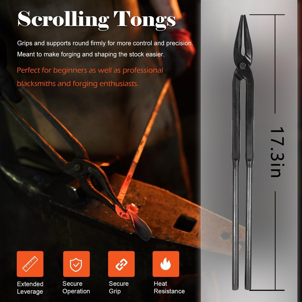 Beginner blacksmith tongs Blacksmith Forge Tong Tools Set Flat Jaw Pick Up