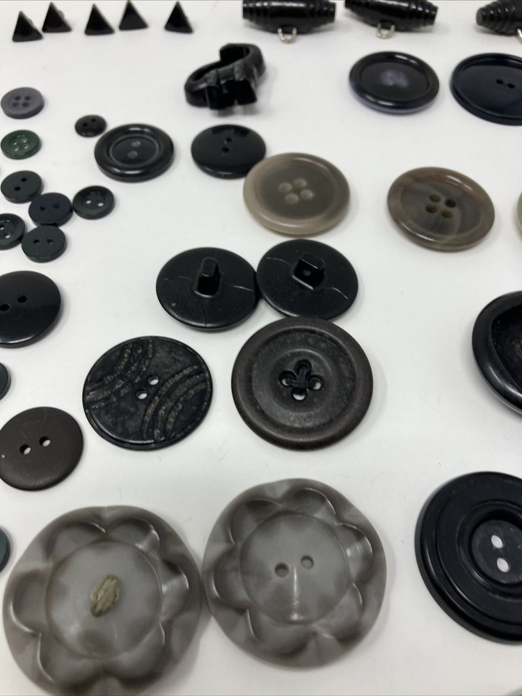 Vintage Button Lot Black Gray Mixed Lot