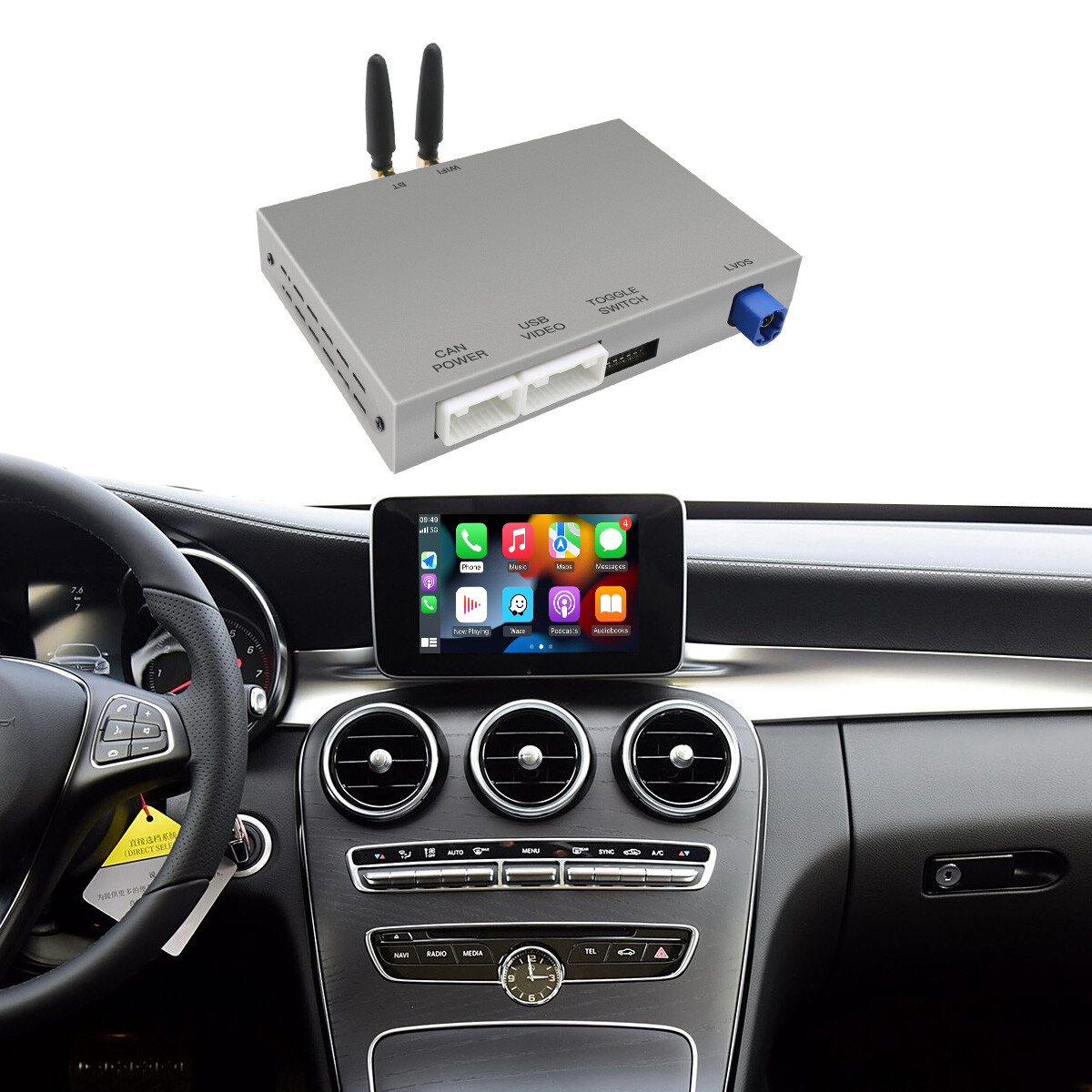 Wireless CarPlay Android Auto Module For Mercedes Benz NTG5.0 GLC X253 2015-2018