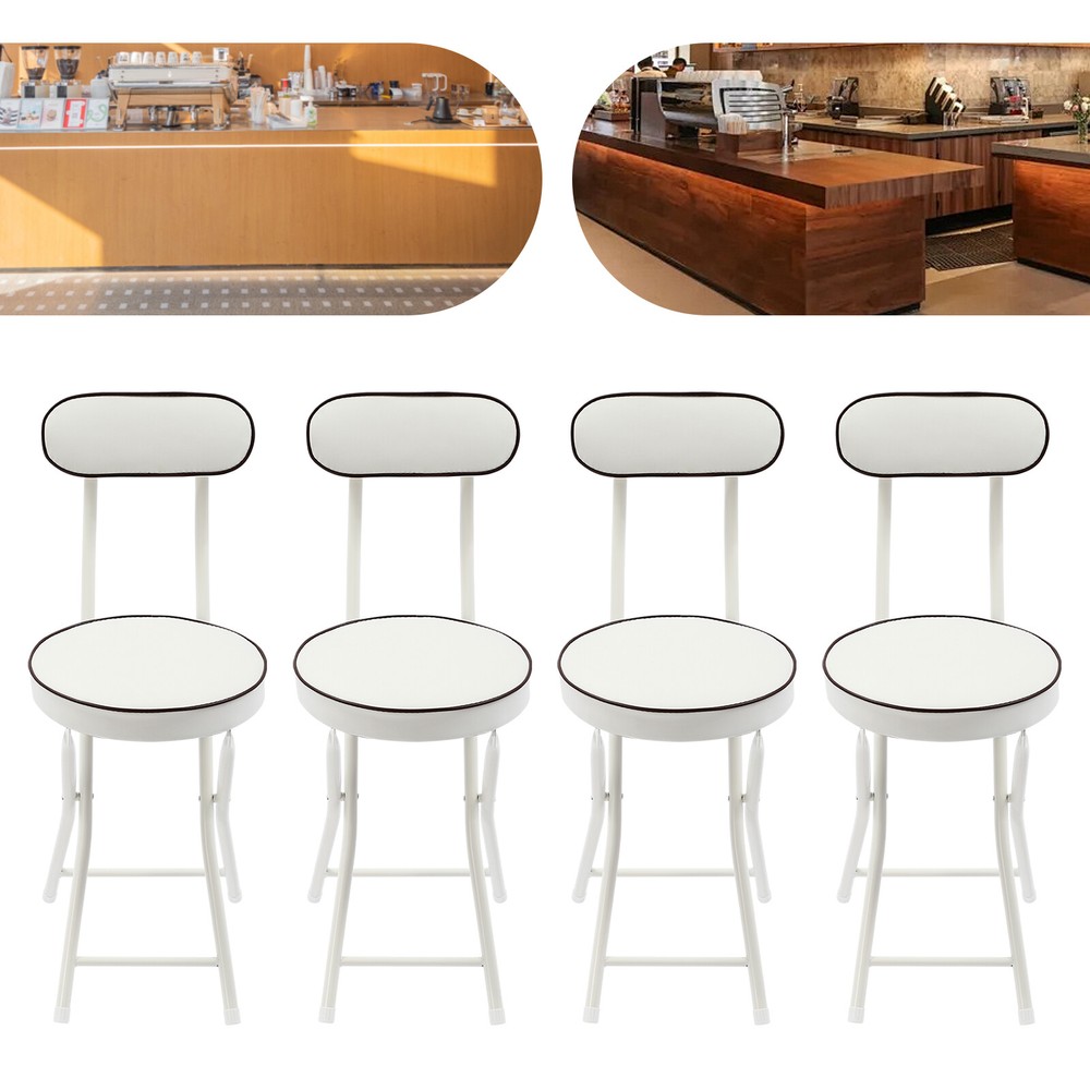 Upholstered Counter Stool 4pcs Bar Stool Portable Folding Kitchen Dining Chair