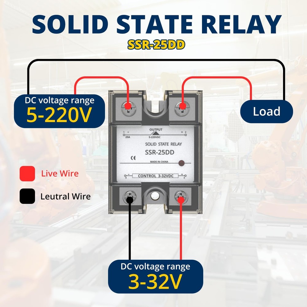 SSR-25DD Single Phase Solid State Relay Module DC to DC Input 3-32VDC to Outp