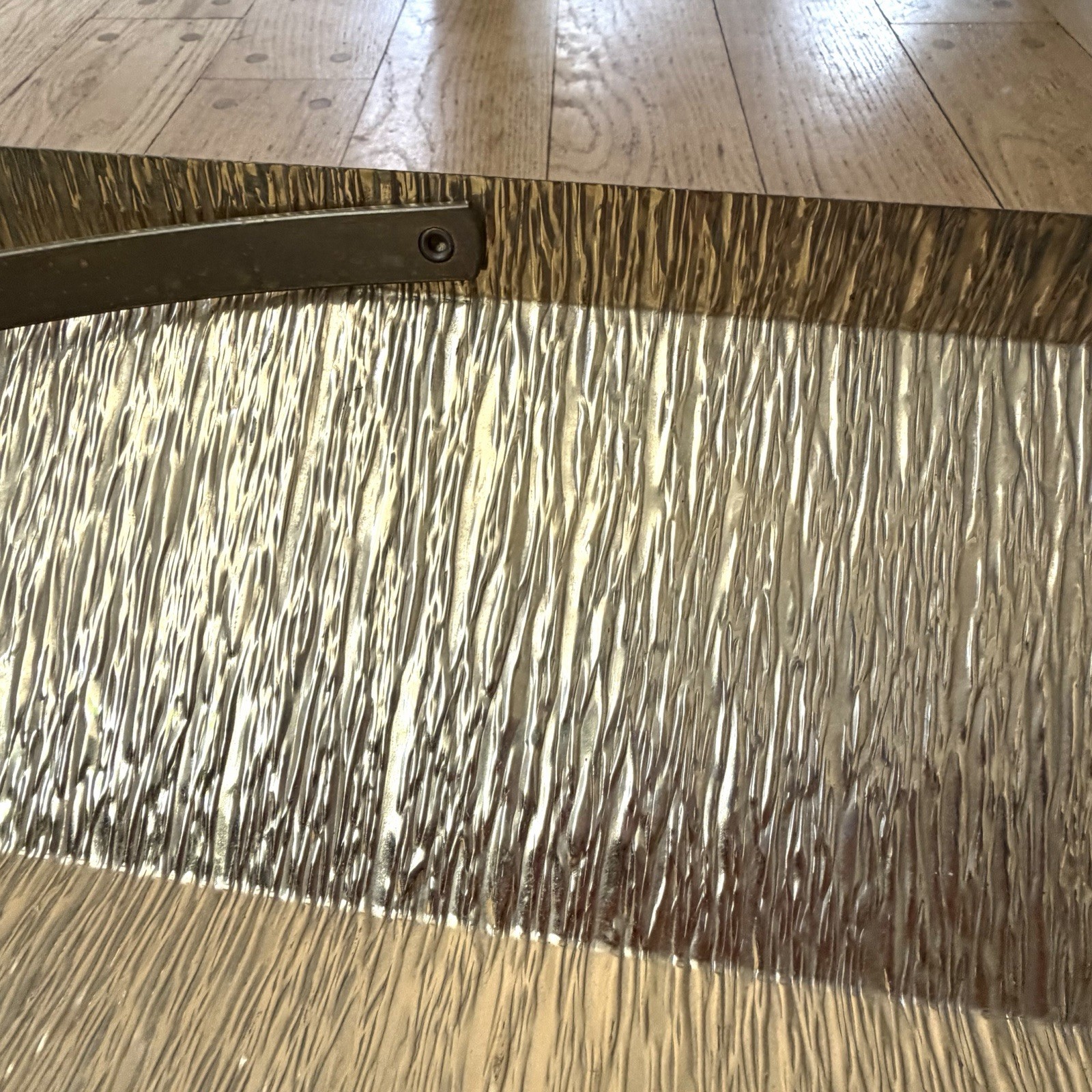 VTG Mid Century Brutalist Metal Brass Log Holder Hearth Fireplace 18x15.5x7