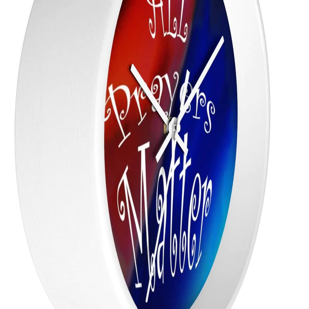 Wall Clock Dark Rainbow Background "All Prayers Matter"