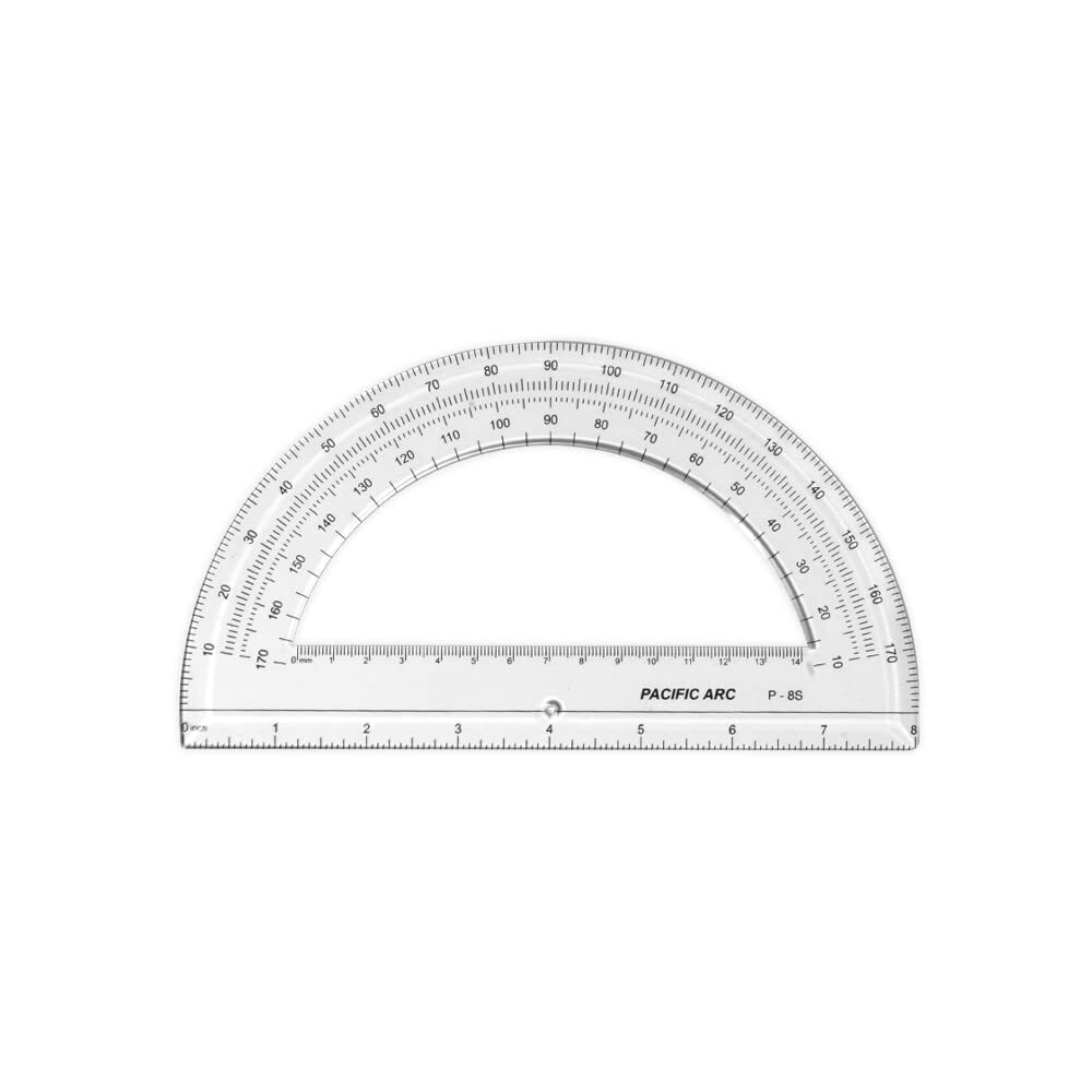 8-Inch Plastic Protractor Clear Ruler for Precise Angle Measurement Tool