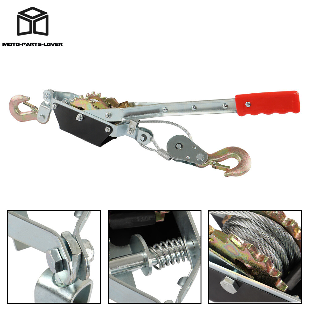 Come Along 2 Ton Winch Ratchet Dual Gear Power Puller w/2 Hooks Steel Cable