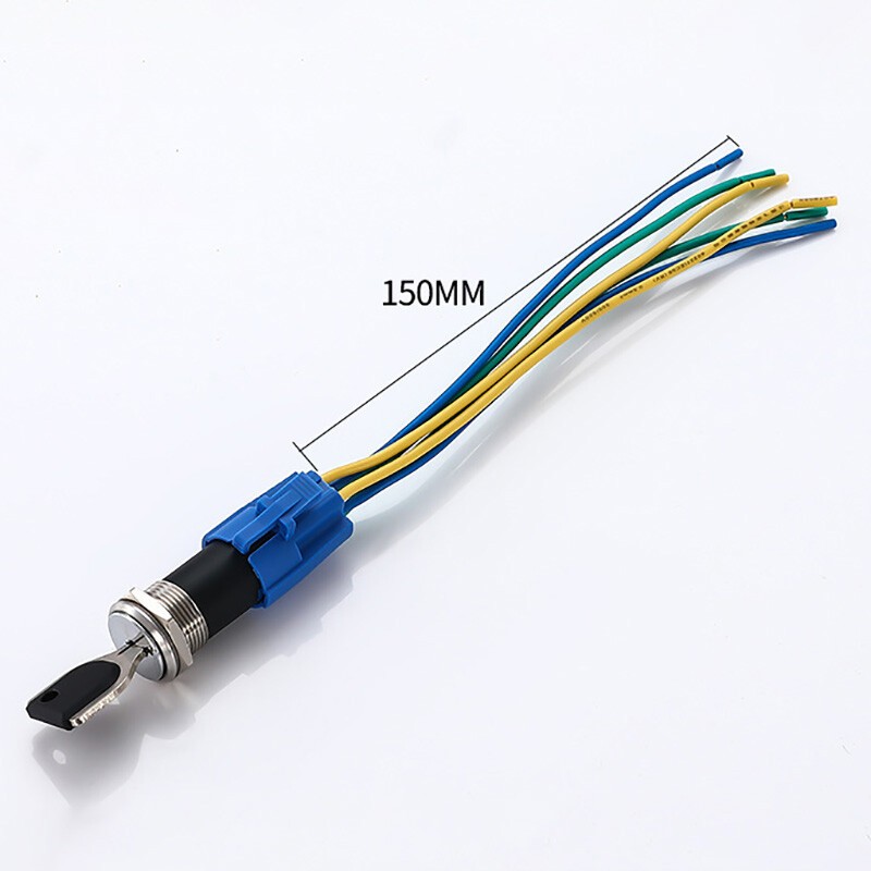Latching 16mm Rotary Key Switch 2/3 Position Selector Security Lock ON/OFF 5A