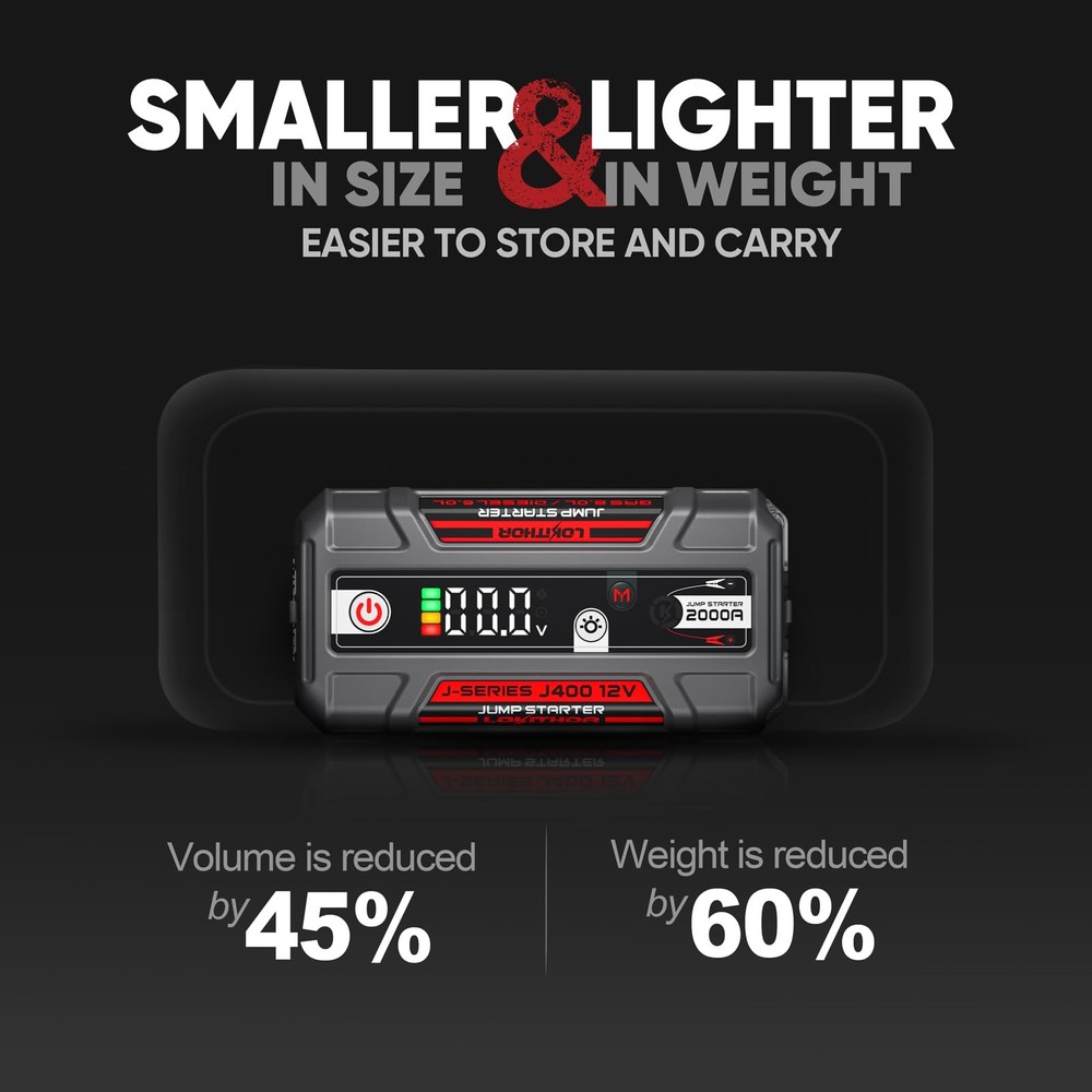 LOKITHOR J400 2000A Portable Jump Starter, 12V Lithium Battery J400, Basic