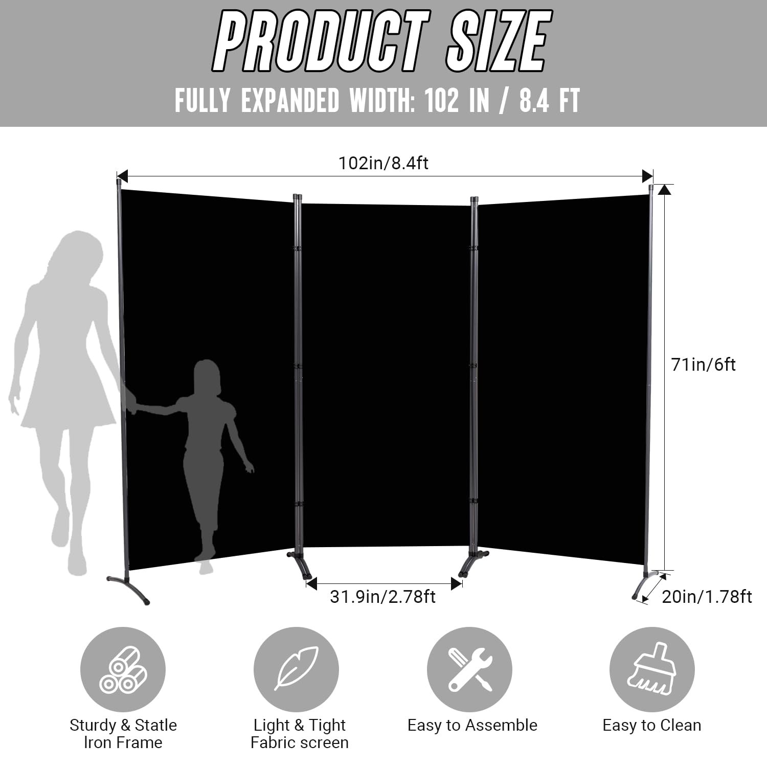 Indoor Room Divider, Portable Office Divider, Room Divider Wall Screen 3 Pane...