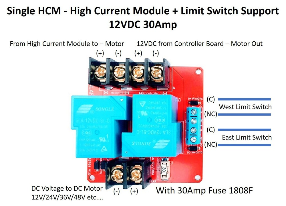 12V 24V 30A Single Relay Module Limit Switch's PV Panel Sun Tracking Control DIY
