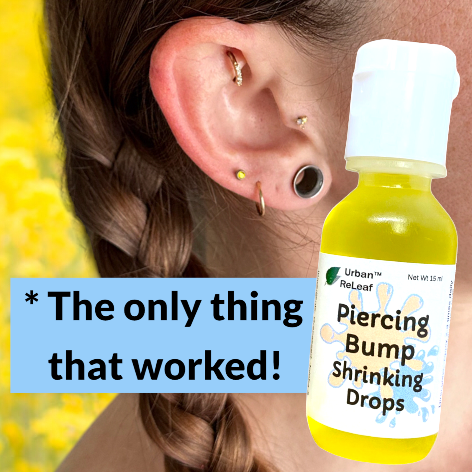 Urban ReLeaf Piercing Bump Shrinking Drops! Aftercare Keloid Scar Cartilage Red