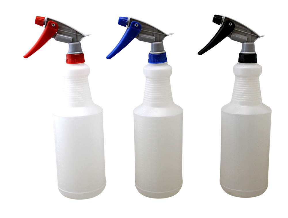 Spray Bottle with Adjustable Nozzle - Multi-Purpose Mist & Stream 3-Pack 30 Oz