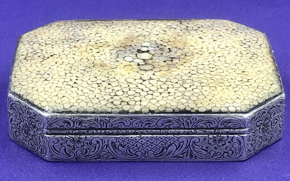 Austrian sterling silver and shagreen snuff box