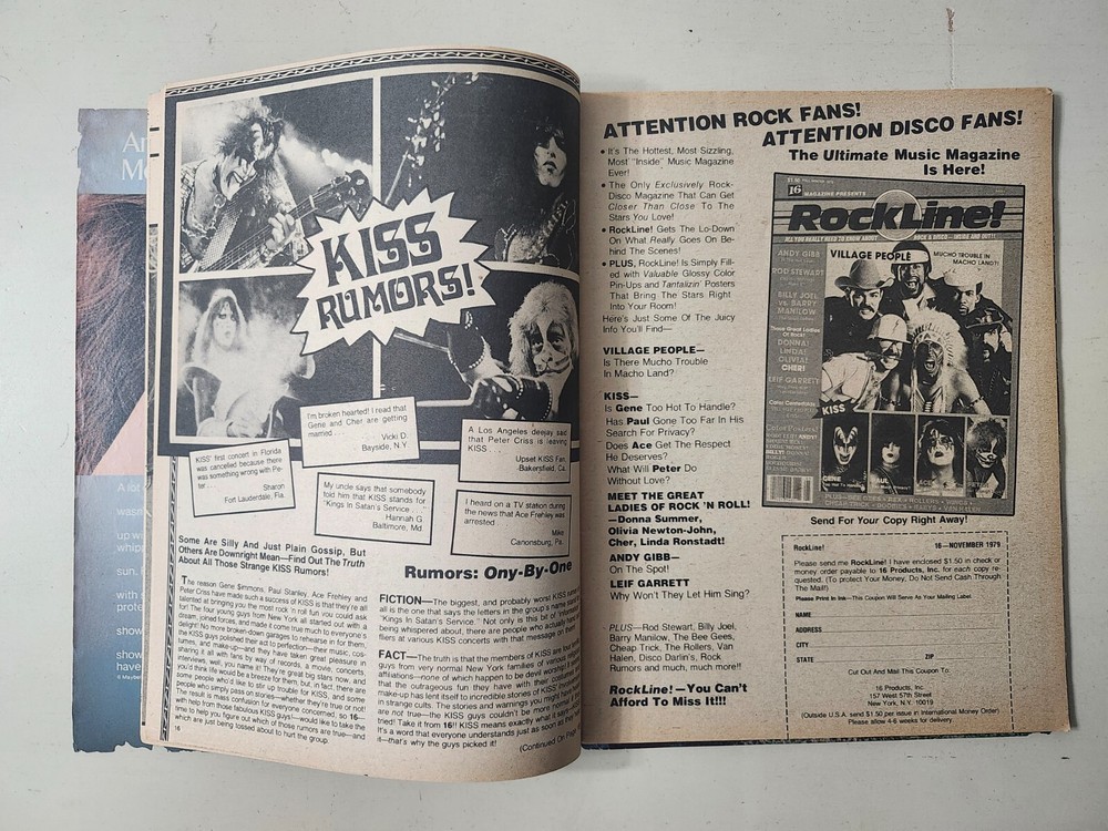 KISS RARE 1979 Vintage 16 Magazine Cheap Trick Loose Cover Writing NO POSTER