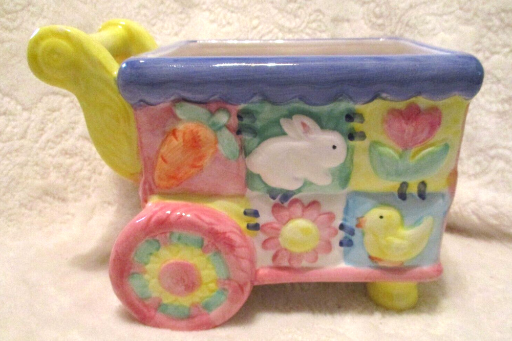 Easter/Baby~Ceramic Cart Planter~Easter Collection~Early 2000