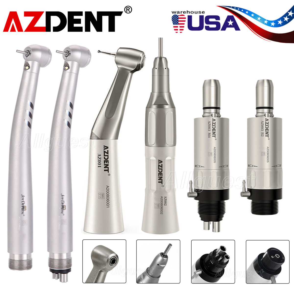 AZDENT Dental E-generator LED High Speed/Low Speed Handpiece Kit 2Hole/4Hole