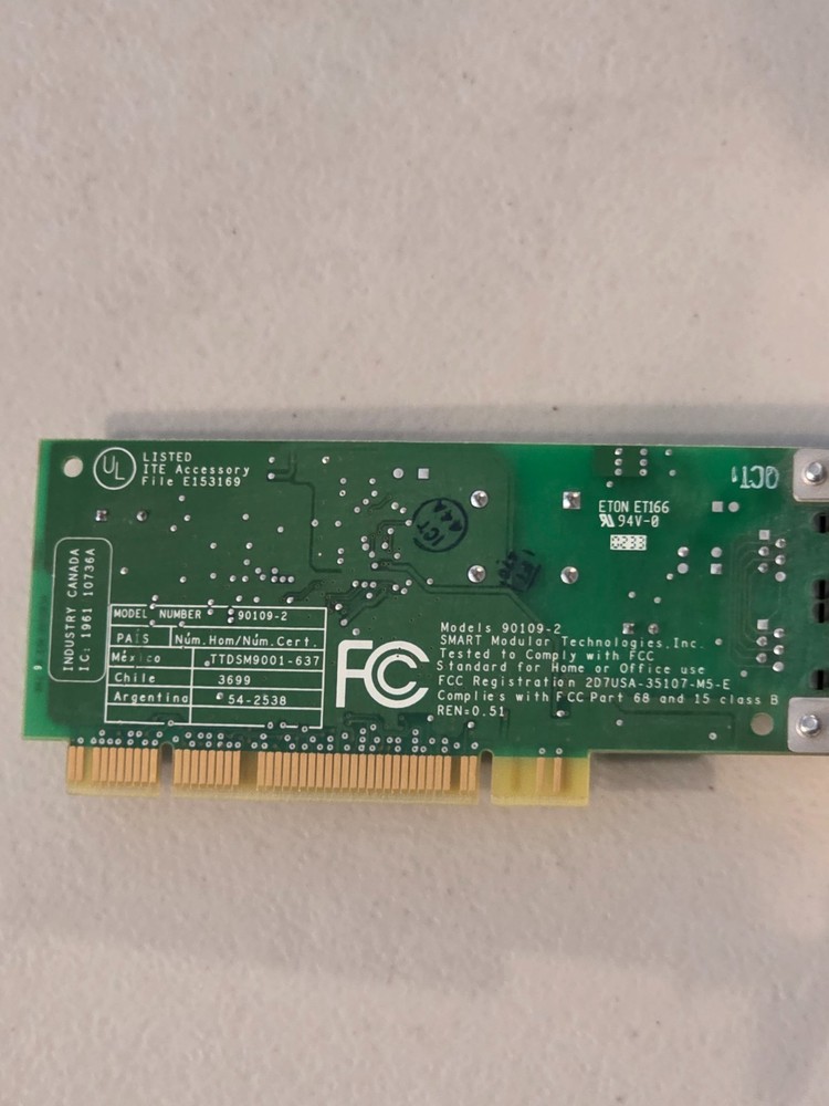 56K PCI Fax Modem Smart Modular 90109-2 Dial-Up for Desktop PC Windows XP
