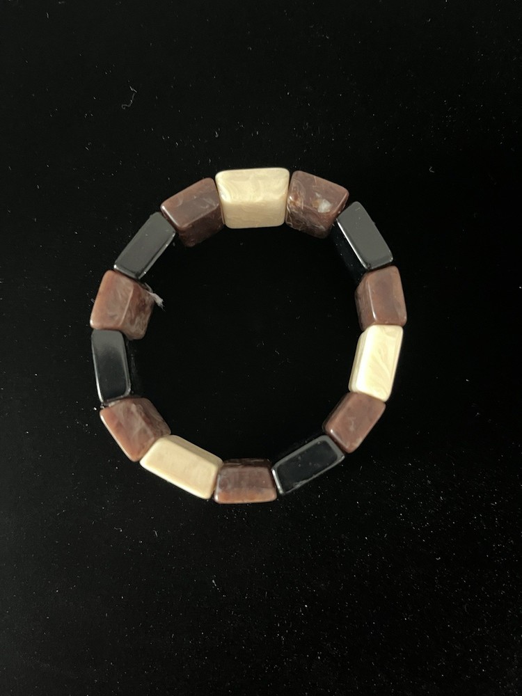 Brown, Black & Beige Stretch Bracelet Boho Retro