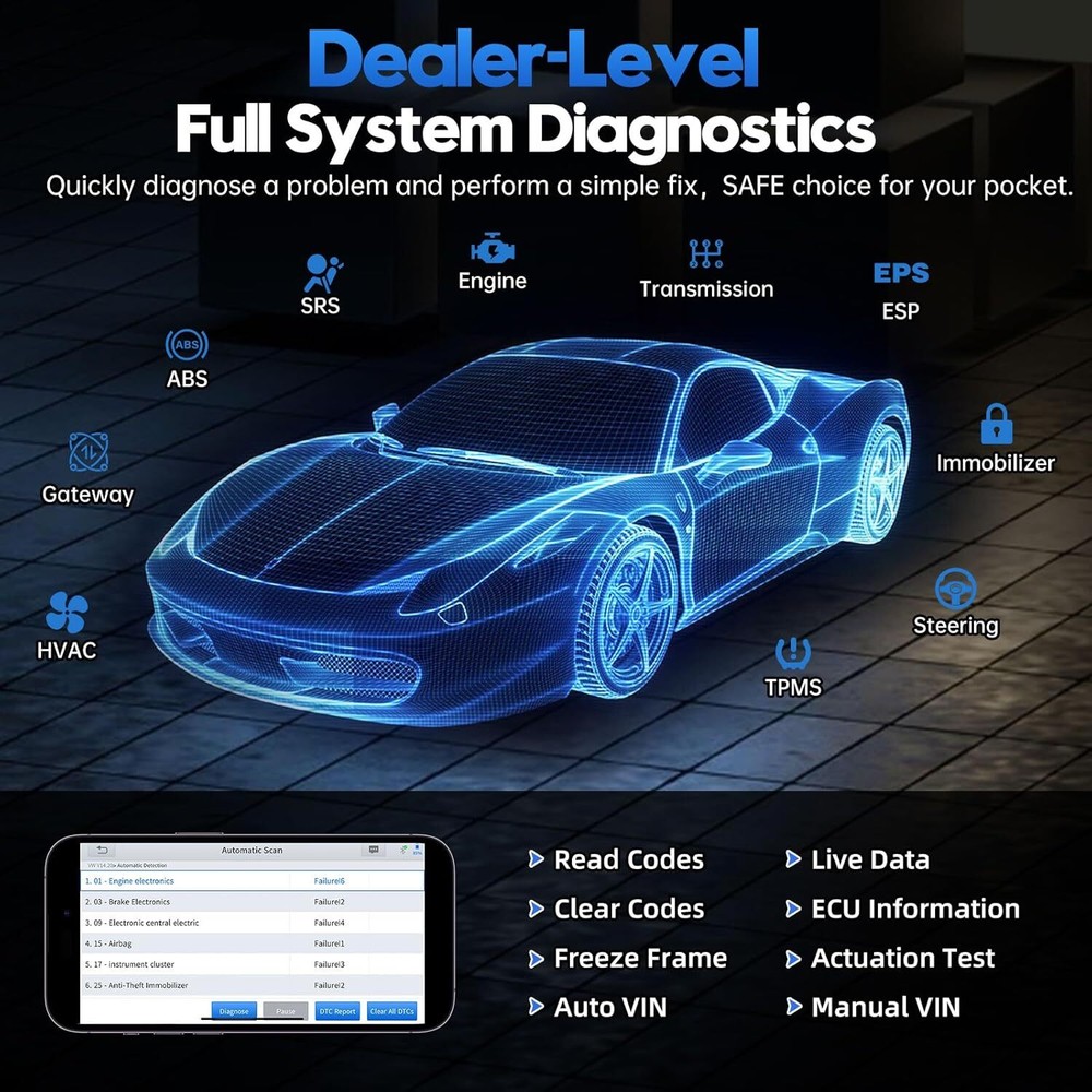 XTOOL A30M V2.0 Wireless Car Full System Dignostic Tool Bi-directional Scanner