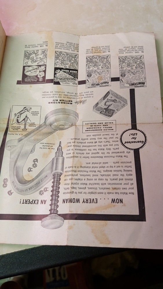 1954 Walco Precision Rhinestone Setter - Craft Tool with Instructions Used